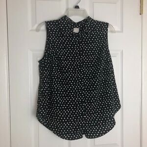A New Day Black Polka Dot Sleeveless Tank Women Size XS